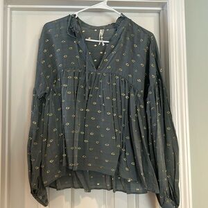 Anthropologie Grey and Gold Blouse